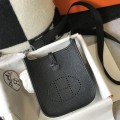 「#4278」 Hermès Black Silver Buckle Mini Eveylen 17cm
