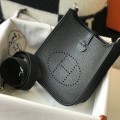 「#4278」 Hermès Black Silver Buckle Mini Eveylen 17cm