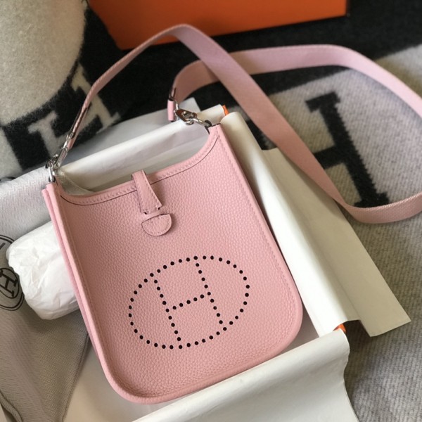 「#4279」 Hermes Pink Silver Buckle Mini Eveylen 17cm