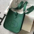 「#4280」Hermes Velvet Green Silver Buckle Mini Eveylen 17cm
