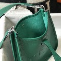 「#4280」Hermes Velvet Green Silver Buckle Mini Eveylen 17cm