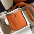 「#4281」 Hermès Sunset Orange Silver Buckle Mini Eveylen 17cm