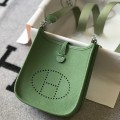 「#4282」 Hermes Avocado Green Silver Buckle Mini Eveylen 17cm