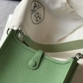「#4282」 Hermes Avocado Green Silver Buckle Mini Eveylen 17cm