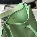「#4282」 Hermes Avocado Green Silver Buckle Mini Eveylen 17cm