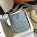 「#4283」 Hermes Linen Blue Silver Buckle Mini Eveylen 17cm 「#4283」 Hermes Linen Blue Silver Buckle Mini Eveylen 17cm