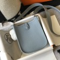 「#4283」 Hermes Linen Blue Silver Buckle Mini Eveylen 17cm 「#4283」 Hermes Linen Blue Silver Buckle Mini Eveylen 17cm