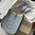 「#4283」 Hermes Linen Blue Silver Buckle Mini Eveylen 17cm 「#4283」 Hermes Linen Blue Silver Buckle Mini Eveylen 17cm