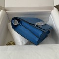 「#4037」Hermes Pig Nose Bag Blue Silver Buckle Roulis 19cm