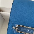 「#4037」Hermes Pig Nose Bag Blue Silver Buckle Roulis 19cm