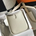 「#4284」 Hermes Milkshake White Silver Buckle Mini Eveylen 17cm