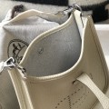 「#4284」 Hermes Milkshake White Silver Buckle Mini Eveylen 17cm
