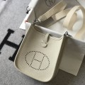 「#4284」 Hermes Milkshake White Silver Buckle Mini Eveylen 17cm