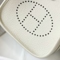 「#4284」 Hermes Milkshake White Silver Buckle Mini Eveylen 17cm