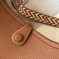 「#4285」 Hermes Golden Brown Silver Buckle Mini Eveylen 17cm