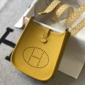 「#4287」 Hermes Amber Yellow Silver Buckle Mini Eveylen 17cm