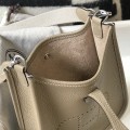 「#4289」 Hermes Turtledove Grey Silver Buckle Mini Eveylen 17cm