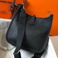 「#4290」 Hermès Black Silver Buckle Large Eveylen28cm