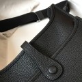 「#4290」 Hermès Black Silver Buckle Large Eveylen28cm