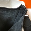 「#4290」 Hermès Black Silver Buckle Large Eveylen28cm