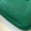 「#4291」 Hermès Green Silver Buckle Large Eveylen28cm