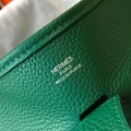 「#4291」 Hermès Green Silver Buckle Large Eveylen28cm