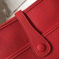 「#4292」 Hermès Red Silver Buckle Large Eveylen28cm
