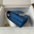 「#4037」Hermes Pig Nose Bag Blue Silver Buckle Roulis 19cm