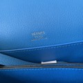 「#4037」Hermes Pig Nose Bag Blue Silver Buckle Roulis 19cm