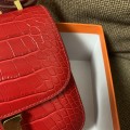 「#4299」 Hermès Constance Red Crocodile Pattern Gold Buckle Bag 19cm