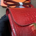 「#4299」 Hermès Constance Red Crocodile Pattern Gold Buckle Bag 19cm