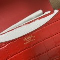 「#4299」 Hermès Constance Red Crocodile Pattern Gold Buckle Bag 19cm