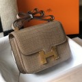 「#4300」Hermès Brown Crocodile Pattern Constance Gold Buckle Bag 19cm