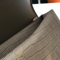 「#4300」Hermès Brown Crocodile Pattern Constance Gold Buckle Bag 19cm