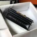 「#4302」 Hermès Constance Black Crocodile Pattern Gold Buckle Bag 19cm