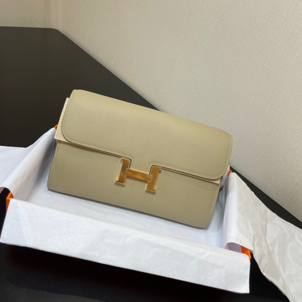 「#4303」Hermes Khaki Constance Gold Buckle Crossbody Bag 20cm