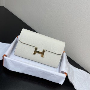 「#4304」 Hermès Milkshake White Constance Gold Buckle Crossbody Bag 20cm