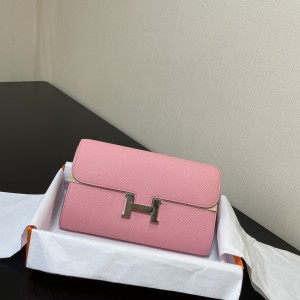 「#4310」Hermès Pink Constance Gold Buckle Crossbody Bag 20cm