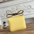 「#4311」 Hermès Chicken Yellow Constance Silver Buckle Stewardess Bag 19cm