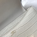 「#4312」 Hermès White Crocodile Pattern Constance Gold Buckle Stewardess Bag 19cm