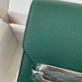 「#4039」Hermes pig nose bag Roulis peacock green silver buckle 19cm