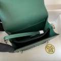 「#4039」Hermes pig nose bag Roulis peacock green silver buckle 19cm