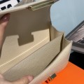 「#4320」 Hermès White Ostrich Leather Constance Gold Buckle Stewardess Bag 19cm