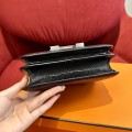 「#4321」 Hermès Black Lizard Grain Leather Constance Silver Buckle Stewardess Bag 19cm