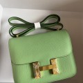 「#4322」 Hermès Constance Avocado Gold Buckle Bag 19cm