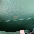 「#4040」Hermes pig nose bag Roulis peacock green gold buckle 19cm