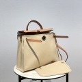 「#4329」 Hermès Beige and White Herbag 31CM
