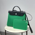 「#4330」 Hermès Bamboo Green Colorblock Herbag 31CM