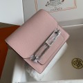 「#4040」Hermes Pig Nose Bag Roulis Girlish Pink Silver Buckle 19cm 「#4040」Hermes Pig Nose Bag Roulis Girlish Pink Silver Buckle 19cm