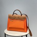 「#4332」 Hermès Vibrant Orange Colorblock Herbag 31CM